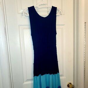 MultiColor Blue Black Sangria Super Soft Sleeveless V Neck Midi Dress, Medium